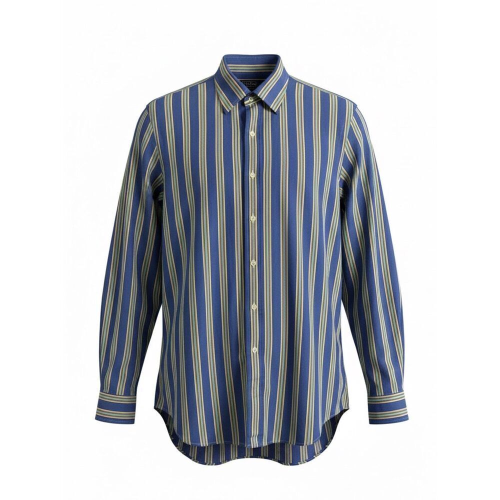 Polo Ralph Lauren Men's Blue Striped Long-Sleeve Button-Up Shirt size 16.5 34/35